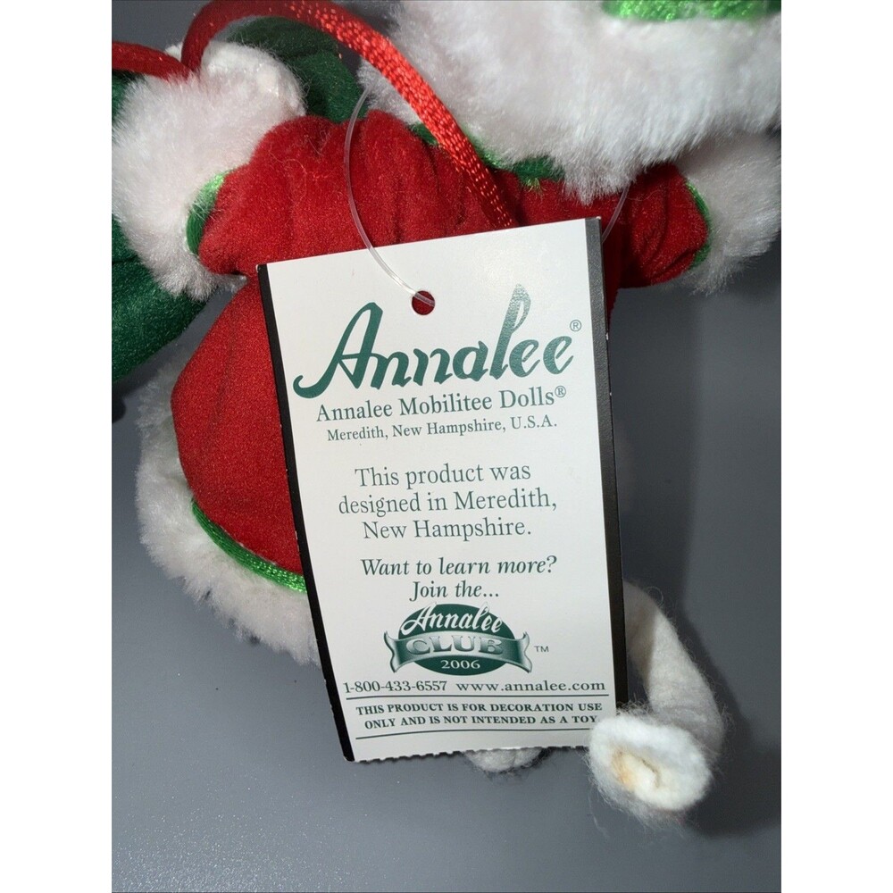 Annalee Dolls Christmas Santa Claus 6 Inch Green Sack & Jingle Bell  w/tag 2006 - Picture 4 of 5